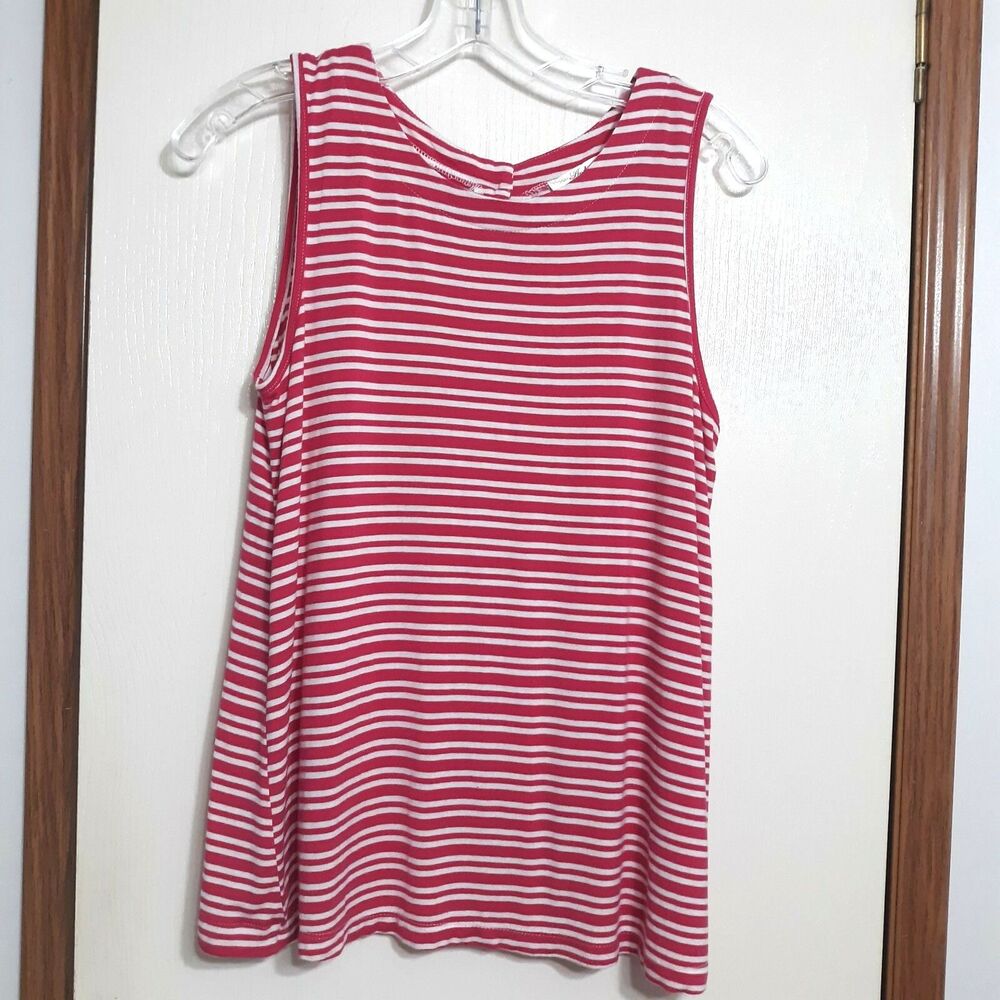 Andree By Unit Womens Sz Medium Red White Stripe Button Back Top